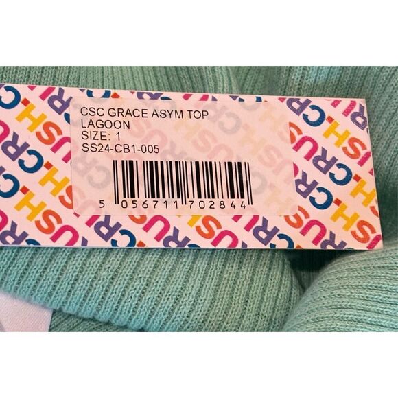 CRUSH CSC Grace Asymmetrical Cotton/Silk/Cashmere Top in Lagoon NWT Size 1 Small - Picture 4 of 5